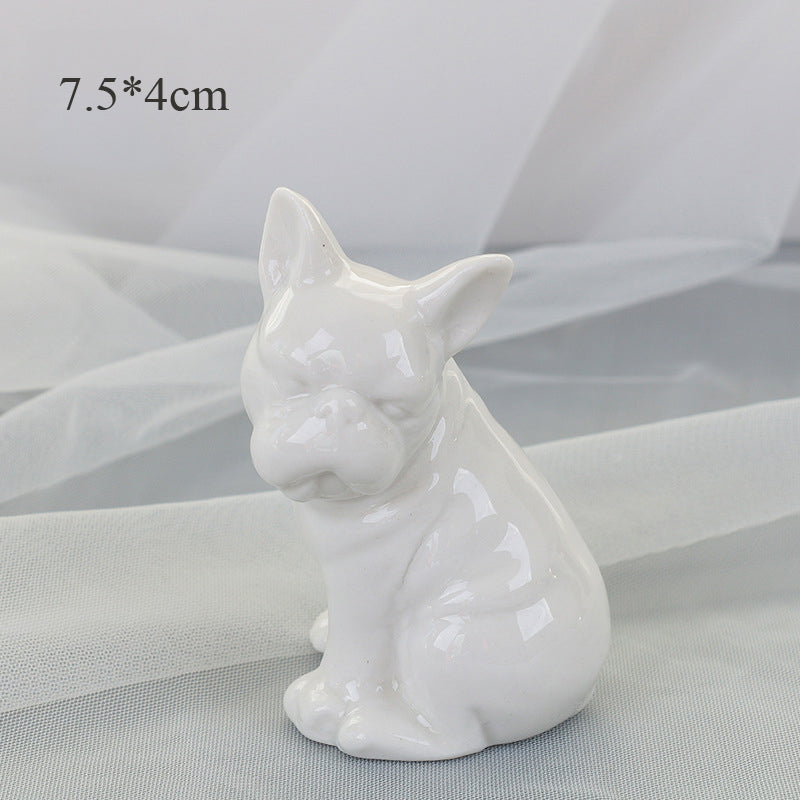 Ceramic Dog Figurine for Living Room Decoration