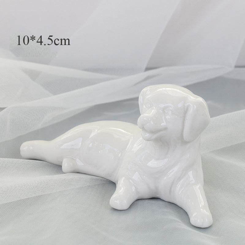 Ceramic Dog Figurine for Living Room Decoration