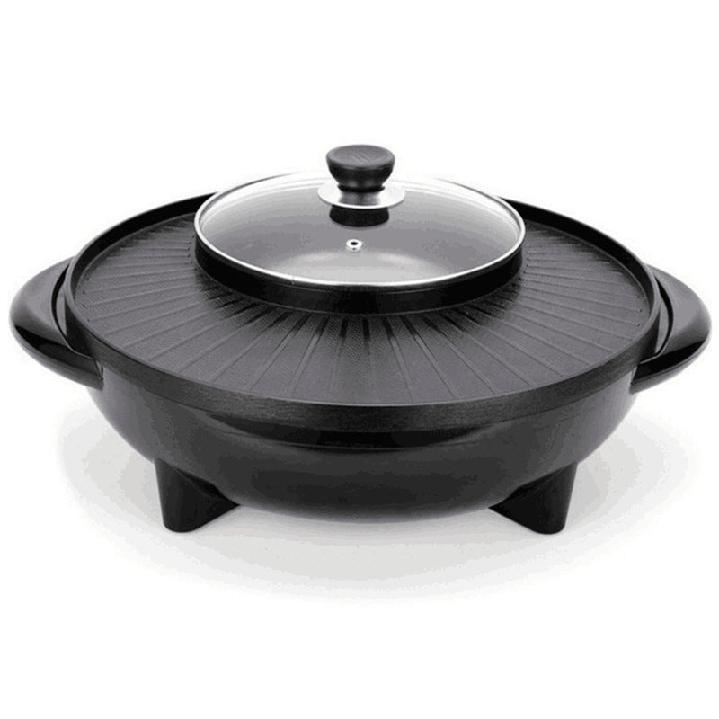 Korean BBQ Electric Grill & Hot Pot Combo – 2-in-1 Multifunctional Cooking Pan