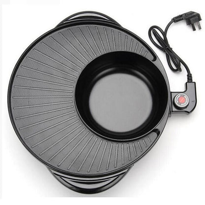 Korean BBQ Electric Grill & Hot Pot Combo – 2-in-1 Multifunctional Cooking Pan