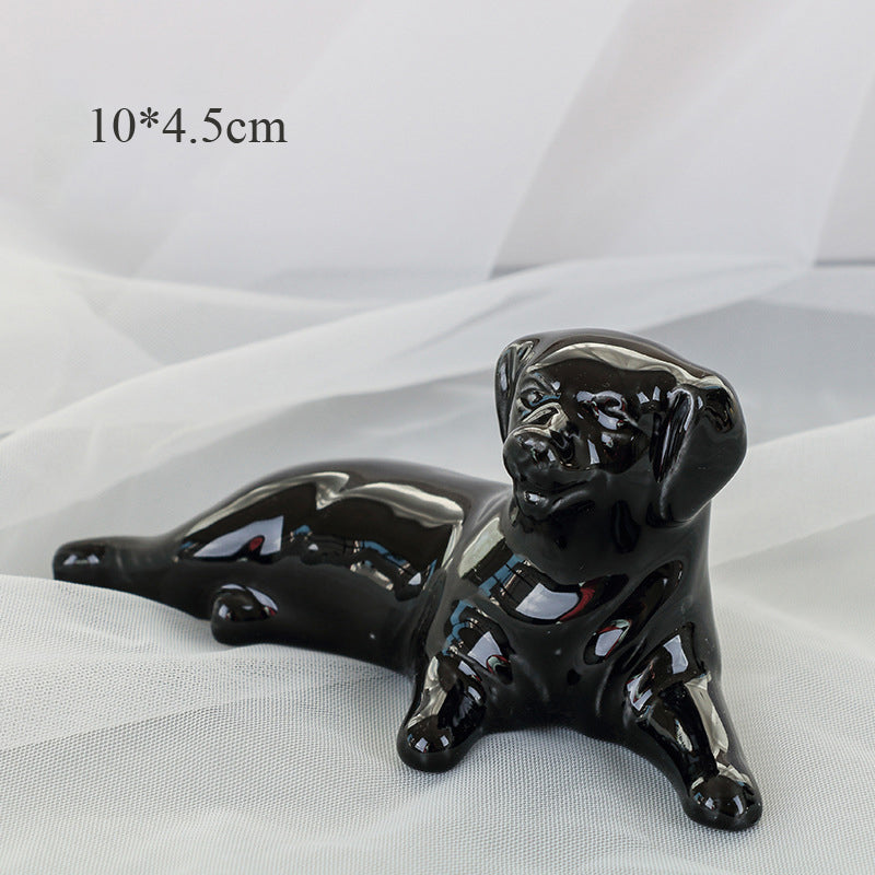 Ceramic Dog Figurine for Living Room Decoration