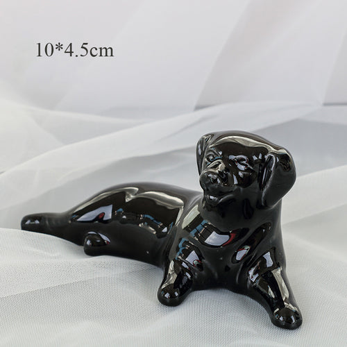 Ceramic Dog Figurine for Living Room Decoration